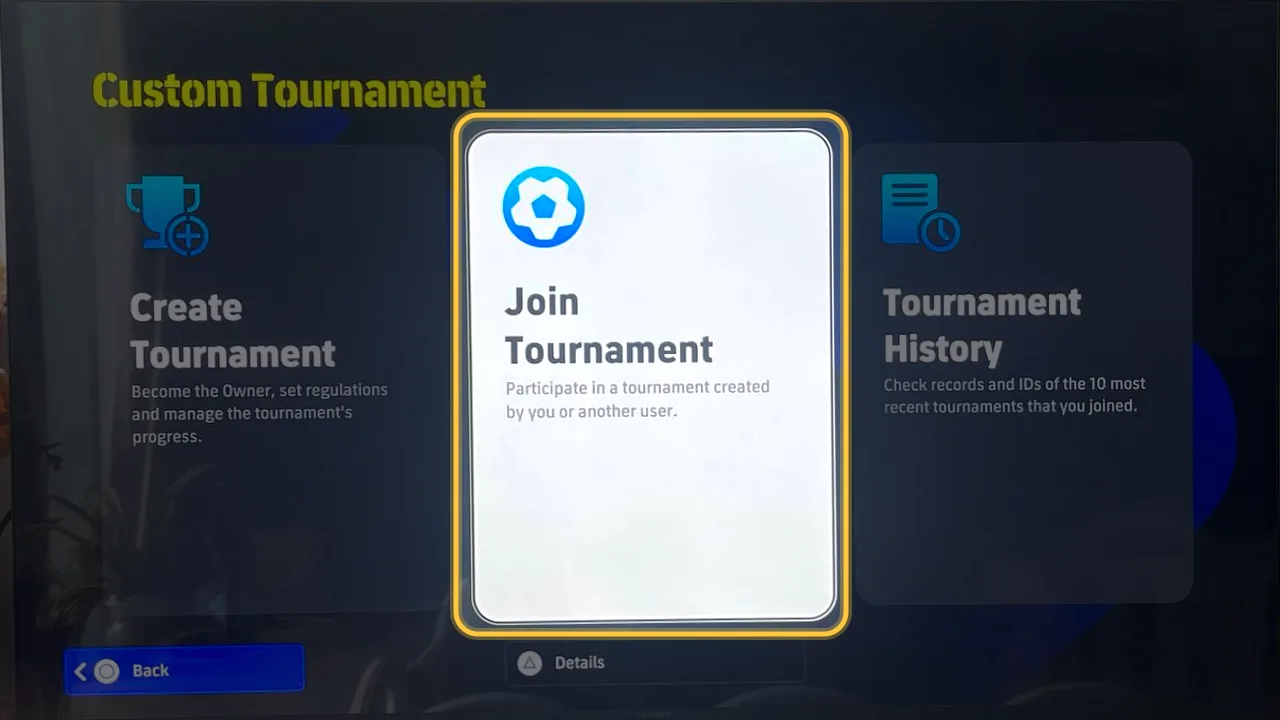 หน้าจอ eFootball ขั้นที่ 2: เลือก Join Tournament